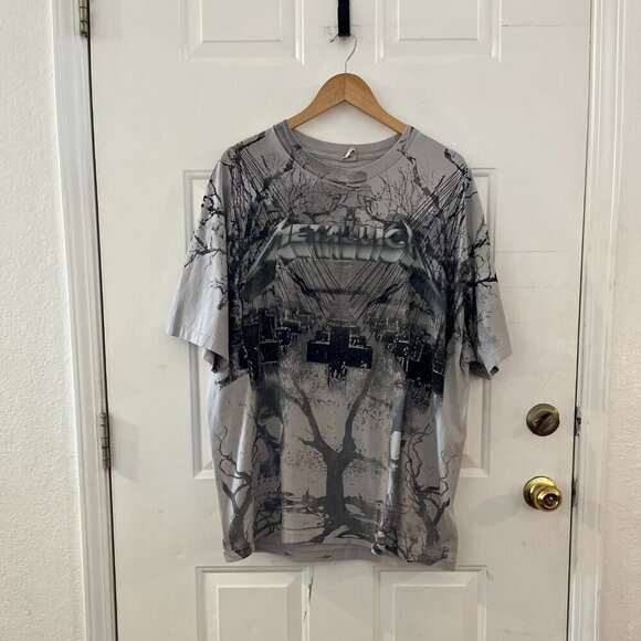 Alstyle Metallica Master Of Puppets Cemetery Allover Front Tee Shirt Sz 2XL - Picture 1 of 6